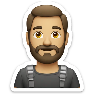 person con barba y copete y computadora sticker
