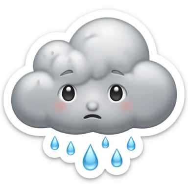 A sad cloud emoji with a rain drop. sticker