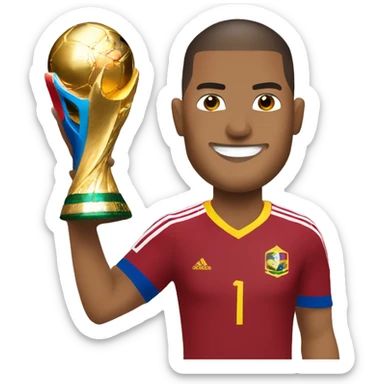 salomon rondon wearing Venezuela adidas t-shirt and holding FIFA world cup sticker