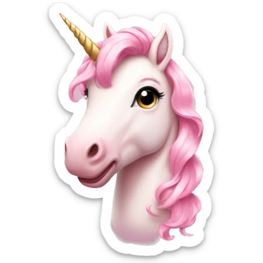 Light pink unicorn a light pink bow sticker