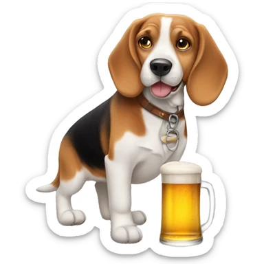 Beagle with a beer sticker