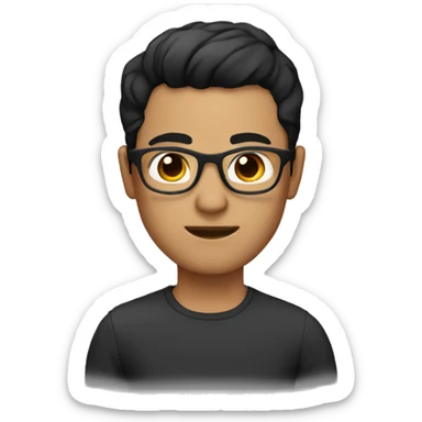 Create an avatar with brown eye, having short black hairstyle, with spectacle sticker