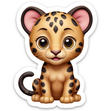 Cinematic Comical Baby Panther Portrait Emoji, Head tilted dramatically with an exaggeratedly shocked expression, featuring a compact, endearing build with wide, comically expressive eyes full of humorous disbelief, Simplified yet hilariously expressive features, highly detailed, glowing with a slightly sassy glow, high shine, dramatic yet playful, stylized with an air of quirky youthful charm, soft glowing outline, capturing the essence of a meme-worthy baby panther that looks ready to side-eye its way into viral fame! sticker