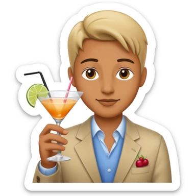 Chat avec un coctail sticker