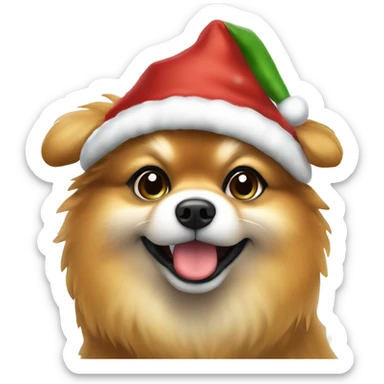Lulu de Pomerania con gorro de Navidad sticker
