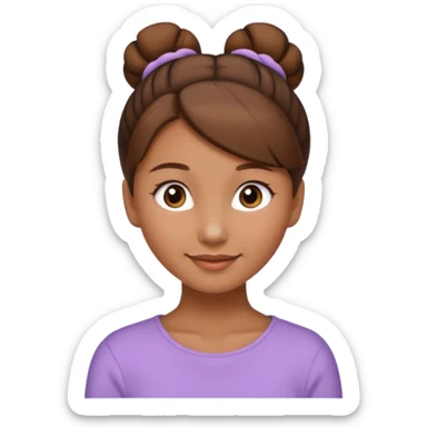 Girl with light brow skin and brown hair in bun sticker