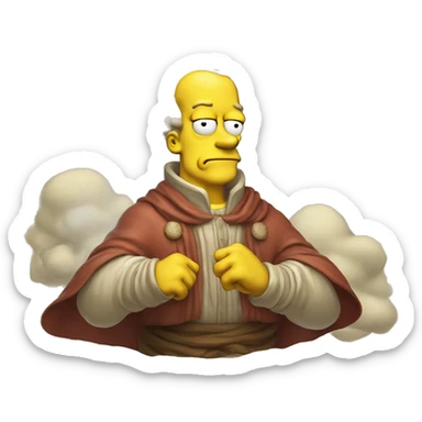 simpsons style classical astrologer shakes fist at cloud sticker