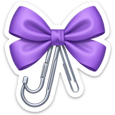 one silver paper clip with a purple bow in the middle sticker