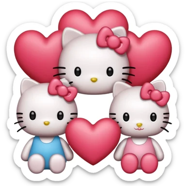 hello kitty and friends with hearts sticker