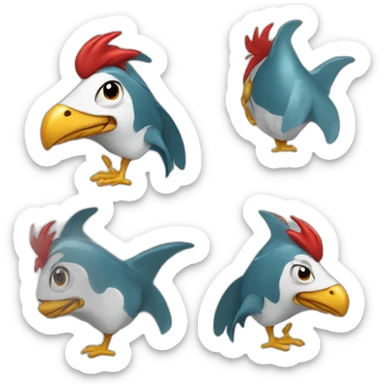 rooster wearing shark onesie sticker