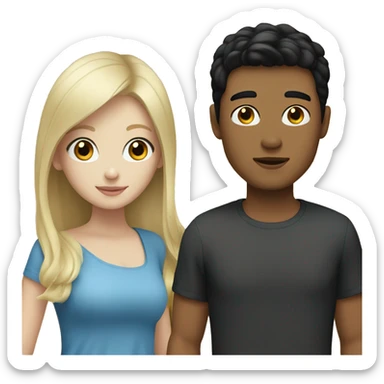 Blonde girl with blue eyes and Filipino man with black hair sticker
