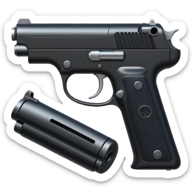 pistol with silencer sticker