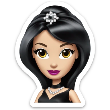 1960’s style Principessa Barbie, teen Morticia Addams,cute,showing off, accessories  sticker