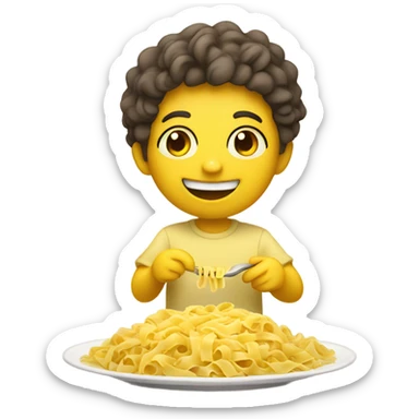 Rosie is cute and yellow eating pasta sticker
