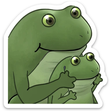 Cute Frog holding a cute frog sticker