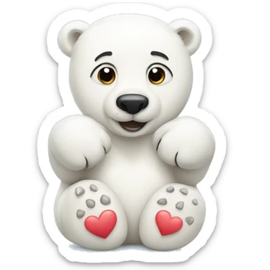 polar bear with hearts sticker
