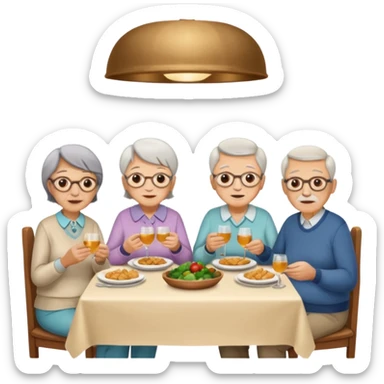 4 elderly people having dinner sticker