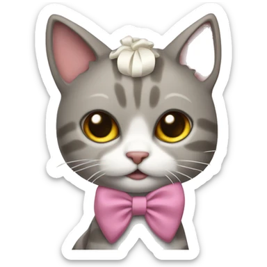 cat with a bow and tutu sticker