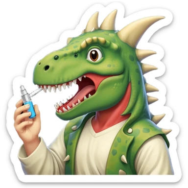 jesus has rabies and is also a dinosaur hitting a vape sticker