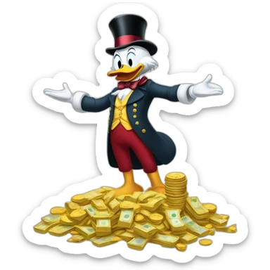 Scrooge McDuck counting money sticker