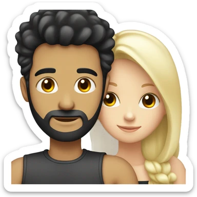 A white guy with a beard and black hair cuddles a white blond girl sticker