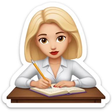 female writer writing a romance novel sticker