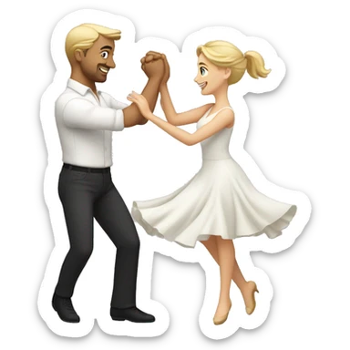 white caucasian man and woman  couple dancing together sticker