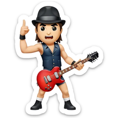 Cinematic Realistic AC/DC Pop Culture Emoji, showcasing an electrifying portrayal inspired by the legendary rock band rendered with vivid textures and energetic lighting. sticker