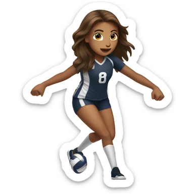 long brown hair girl bumping a volleyball sticker