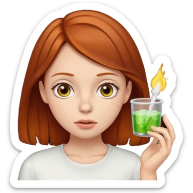 dark ginger hair girl with smelly breath and brown eyes sticker