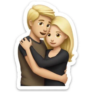 Blonde girl hugging brunette boy sticker