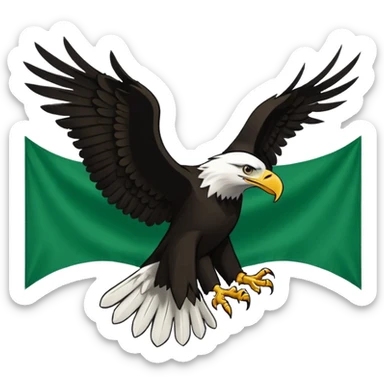 A flag I. This design 🇧🇫 is half green and half white from the bottom and an eagle with its sign spread in the middle and the eagle should be a full black silhouette. sticker