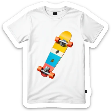 graphic tee shirt with a skateboard design sticker