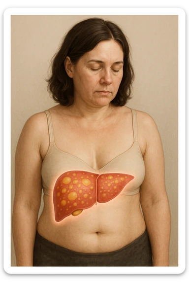 donna con fegato grasso immagine realistica sticker