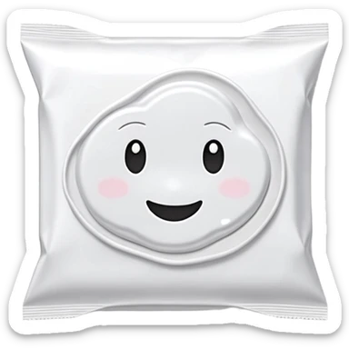 small folded white cleaning wipe partially pulled from thin flat sachet, soft slightly crinkled texture, delicate lint-free material, minimalist packet with clean edges no branding, no glasses liquid or extras, soft lighting, subtle shadows, emoji scale sticker