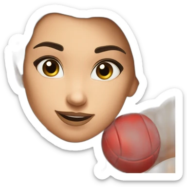 white fit girl show abs biceps and red undercut sticker