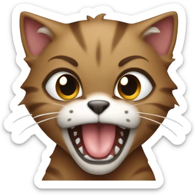 brownt very angry hissing realistic kitten sticker