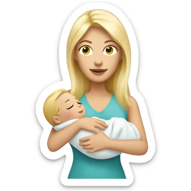 blonde woman holding her newborn sticker