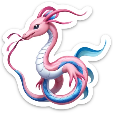 Milotic-Sylveon-Dragonair-Fakémon-hybrid-creature (full body)  sticker