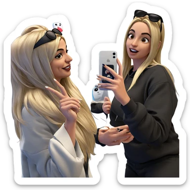 blonde girl taking selfie sticker