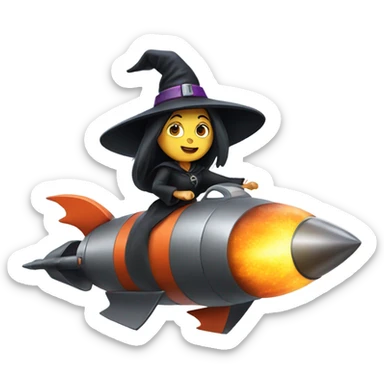 A witch riding a rocket ship  sticker