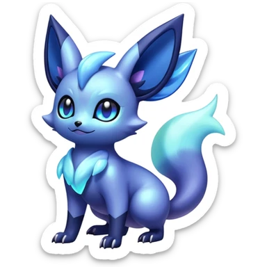 Shiny pastel futuristic Nebulae Noibat-Meowstic-Umbreon-Fakémon-hybrid-creature (full body)  sticker