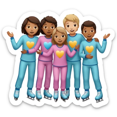 skating rink sleepover with teen boys & girls skin color brown and tan sticker
