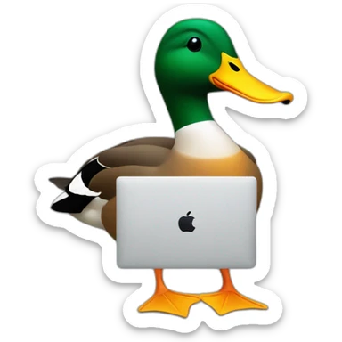 a mallard duck at a macbook pro  sticker