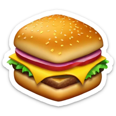 3D top angle of a cubic squared burger sticker