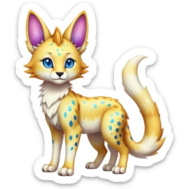 Cute Kawaii Epic Ethereal Sparkly Colorful Sergal-Serval-Vernid full body sticker