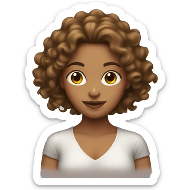 Tan skinned girl with  long brown curly hair  sticker