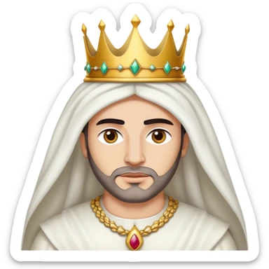 middle east king in white skin with crown chest with white clothes sticker