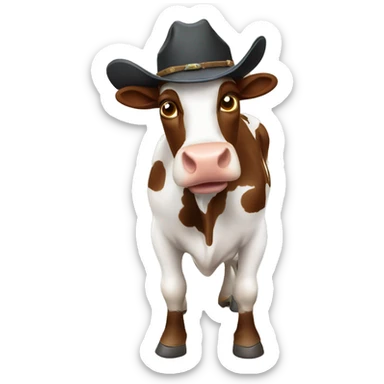 Cowboy cow sticker