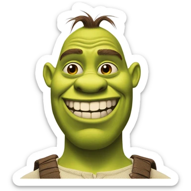 Shrek with a Sus face sticker